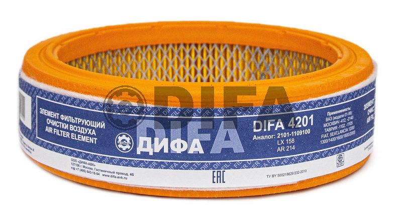 Фильтр воздушный ВАЗ 2101-115 DIFA 4201 (эфв 212) (63*217*182) /Пост713-45%