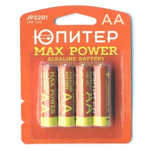 Батарейка АА LR6 1.5 alkaline 4шт. ЮПИТЕР MAX POWER, JP2201