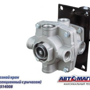 Кран ЗИЛ, КАМАЗ, МАЗ тормозной 2-х секционный с рычагом АВТОМАГНАТ 100-3514008
