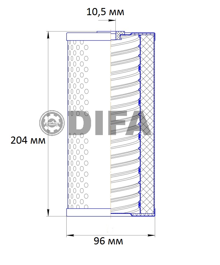 Элемент фильтра масла тонк.очистки Камаз 7405 Евро-1 ЕВРО-2 DIFA 5204М (9.5.3,5314) — изображение 2
