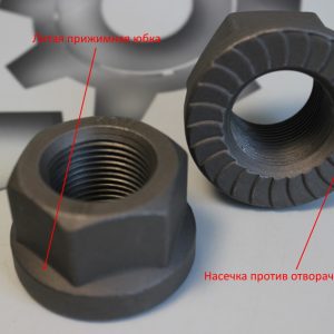 Гайка М27*2-6Н УПАКОВКА 10шт. стремянки зад/рессоры МАЗ ключ 38мм(с юбкой и насечкой) СПЕЦМАШ 375059